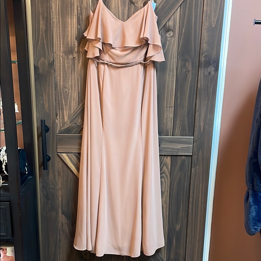 Elegant Desert Rose Ruffle Maxi Dress